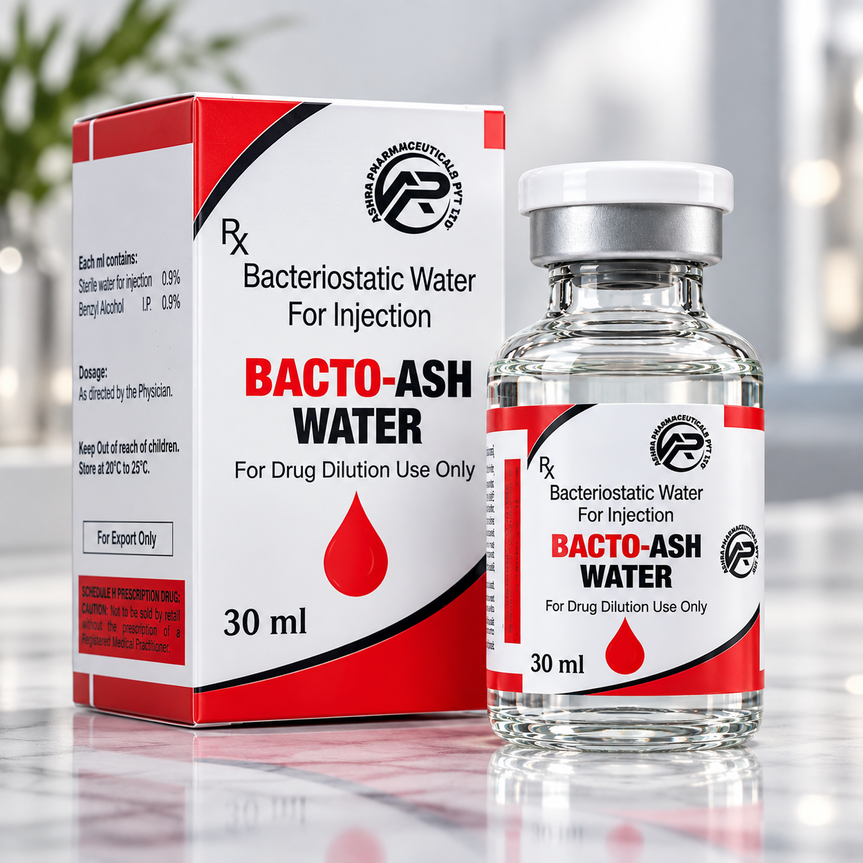 Bacto-Ash Bacteriostatic Water 30 mL boxed vial