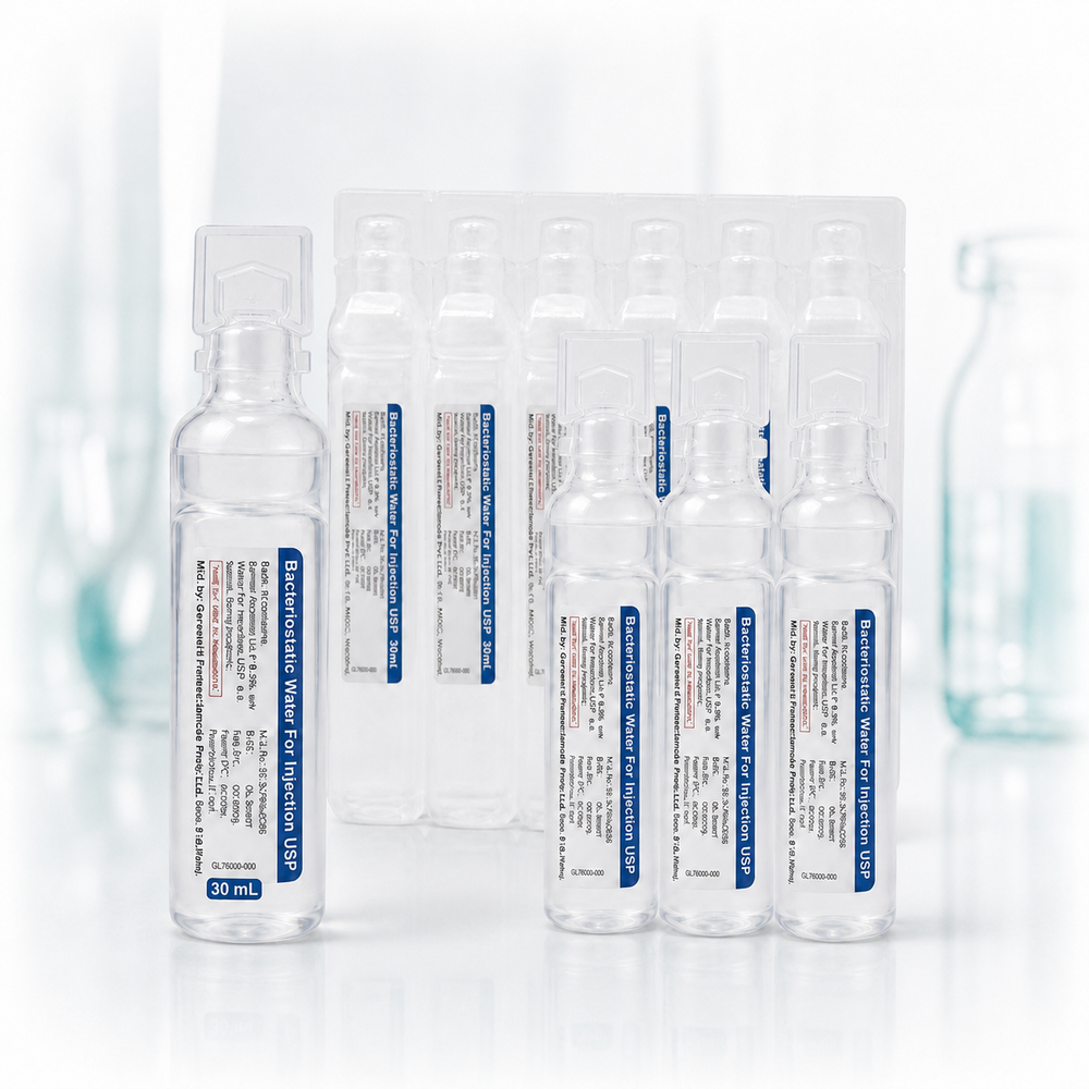 Genetek Bacteriostatic Water 30 mL plastic ampoules