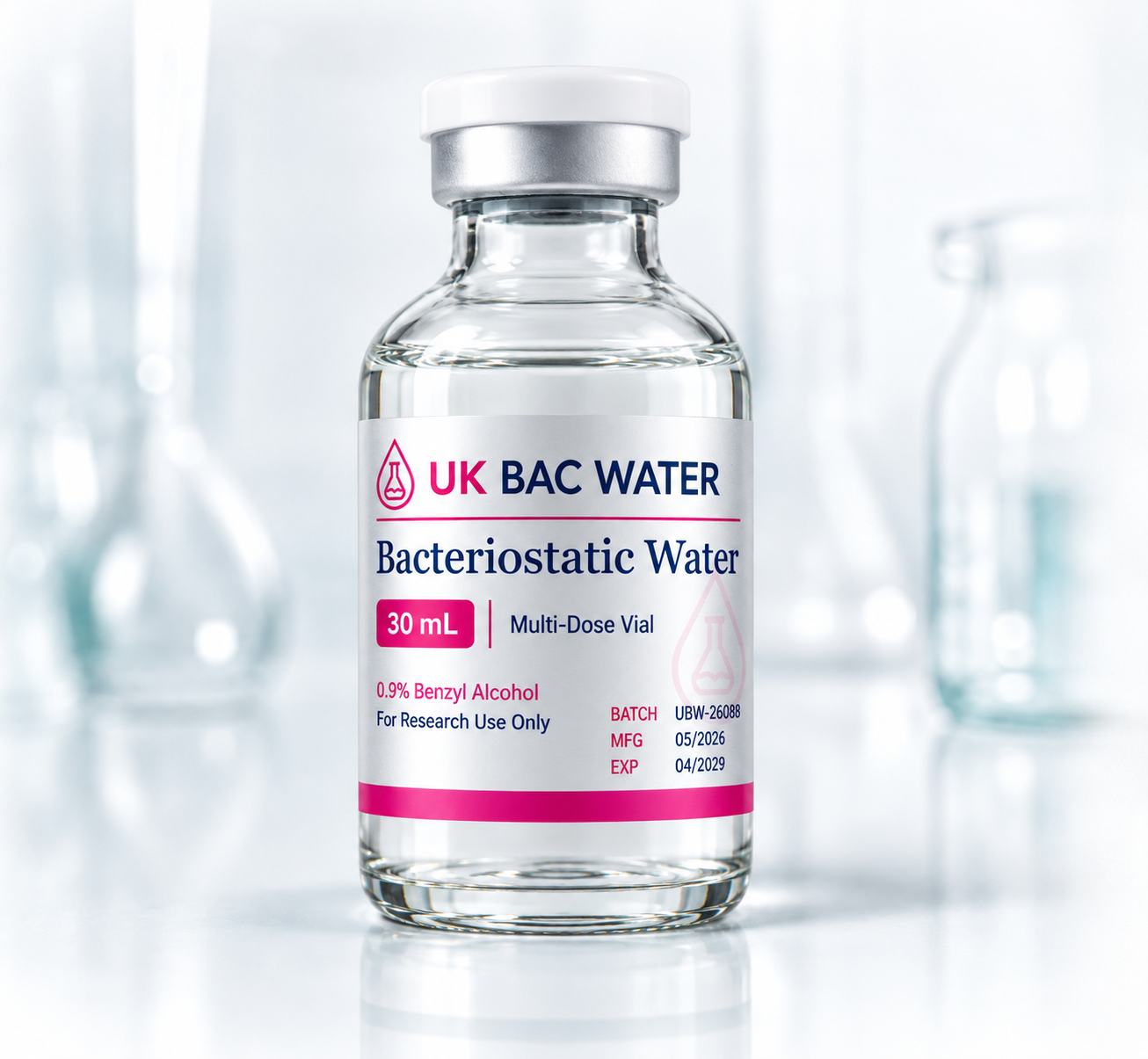 UK BAC WATER sterile bacteriostatic water 30 mL multi-dose glass vial
